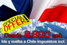 Oferta: Ida y vuelta a Chile desde 8800 sek